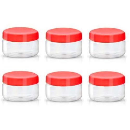 Pack of 6, 50ml Sunpet Small Red Top Plastic Food Storage Canisters