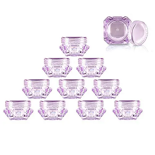 100 Stück Lila Wiederbefüllbare DIY Kosmetikbehälter Glaskaraffen Formige Probierflaschen Behälter für Lidschatten, Nagelpulver, Schmuck, Make-up, Creme, Lotion, Reise-Mini-Gläser (5g)