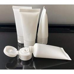 24PCS 30ML/1oz Empty Refillable Cosmetic Squeeze Tube Bottle Containers Jars Pot With Flip Cap For Makeup Shampoo Facial Cleanser Body Cream Shower Gel Liquids Lip Gloss (White)