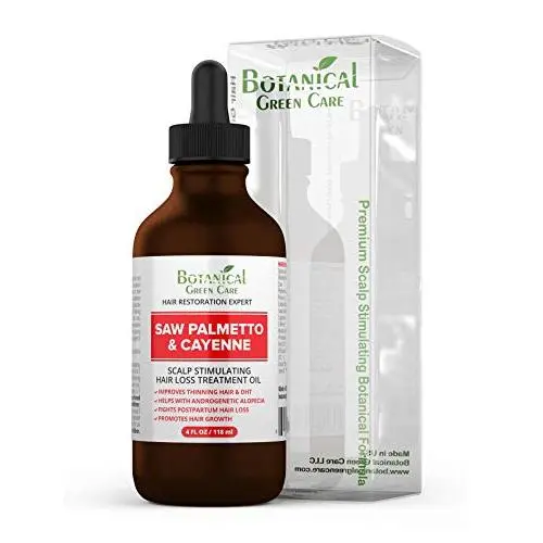 Saw Palmetto & Cayenne Hair Loss Scalp Treatment. DHT Blocker, Organic Hair Growth Oil For Hair Thinning Prevention Postpartum Alopecia. Capsaicin, 4 oz.