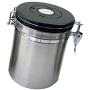 Stainless Steel Airtight Canister with Co2 Vent Valve ＆ Date Tracker Wheel and Locking Clamp for Kitchen, Coffee Ground Vault Jar, Silver, M