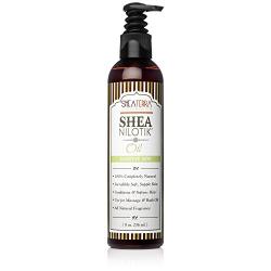 Shea Terra Organics Shea Nilotik’ Oil Fragrance Free for Sensitive Skin |Natural Skin Daily Moisturizer & Conditioner - 8 oz