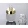 2 STÜCKE 30ml/1oz Hochwertige Leere Refillbare Frostgetönte Glas-Pumpflasche Kosmetikbehälter Packungsglas Flasche mit Klarem Deckel für Lotion Emulsion Gesichtsserum Goldrand