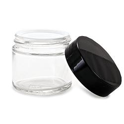 80ML / 2.7 oz Empty Clear Refillable Glass Cosmetic Face Cream Bottle With Black Cap Storage Packing Jar Pot Container For Make Up Sample Lip Balm Lotion (6PCS)