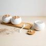 TNKML Ceramic Spice Jar Storage Jar Household Spice Jars Bamboo Tray Spice Jar Sugar Can Salter Kitchenware Spice Container-A