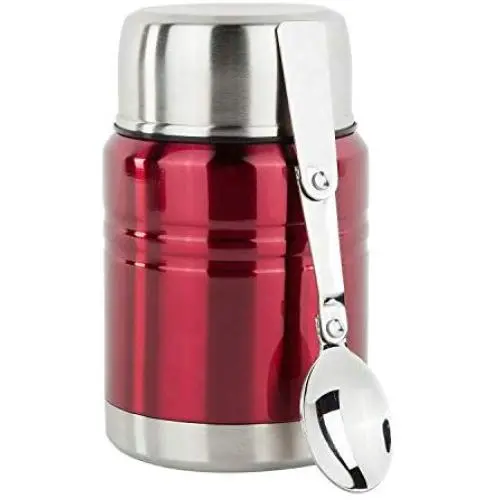 Insulated Food Thermos & Meal Container with Collapsible Spoon (16 oz.) Stainless-Steel Food Jar Hot and Cold Storage | Soup, Coffee, Water, Liquids | Airtight, Leakproof Seal,Red Insulated Food Thermos & Meal Container with Collapsible Spoon (16 oz.) Stainless-Steel Food Jar Hot and Cold Storage | Soup, Coffee, Water, Liquids | Airtight, Leakproof Seal,Red
