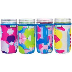 JarJackets Neoprene Mason Jar Protector Sleeve - Fits 24oz (1.5 pint) Jars (4, Multicolor)