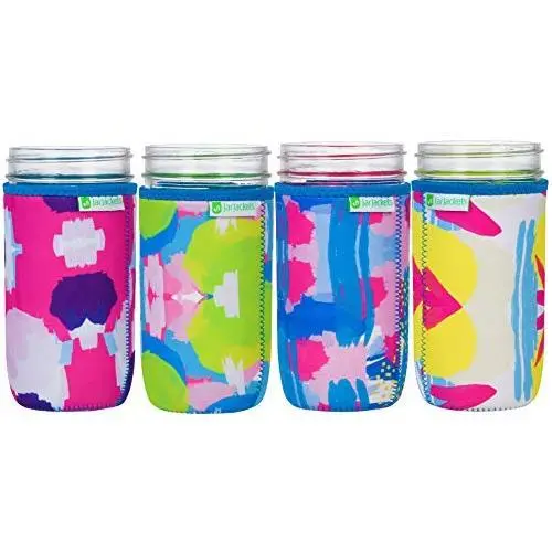 JarJackets Neoprene Mason Jar Protector Sleeve - Fits 24oz (1.5 pint) Jars (4, Multicolor)