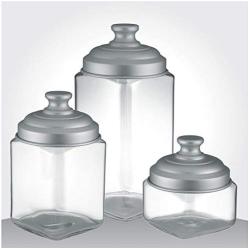 Italo Ottinetti Square Glass Jar with Aluminium Lid 0.5 Litre Aluminum, Metallic, One Size