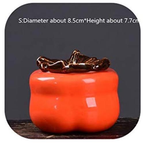 Mini Tea Jar Ceramic Chinese Style Tea Box Sealed Storage Tank Portable Traveling Tea Caddy Kitchen Porcelain Jar Box Home Decor,D Persimmon