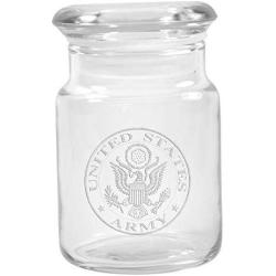 Clear Glass Herb Stash Jar with Lid 4.5 oz with US Army Logo from Smoke Promos