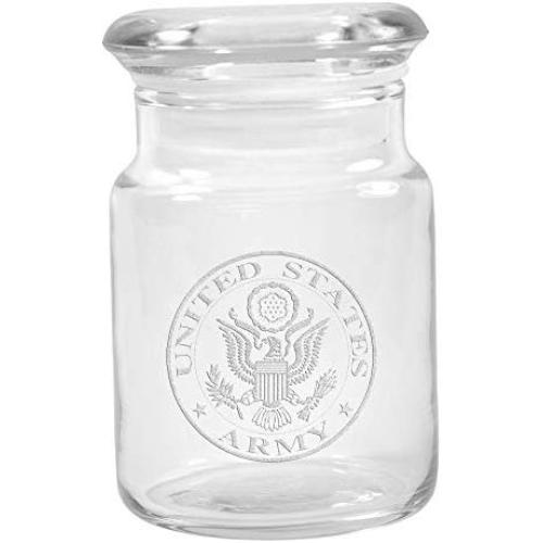 Clear Glass Herb Stash Jar with Lid 4.5 oz with US Army Logo from Smoke Promos