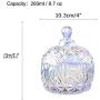 Storage Tank Rainbow Glass Candies with Glass Lid Jewelry Honey Salt Sugar Coffee Powder Glass Furnishings Decor (Diamond color, 8.7oz)