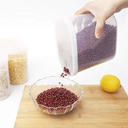 HOMELUNY Pack of 2 Kitchen Cereal Storage Container Jars Home Plastic Food Moisture Proof Airtight Jars Storage Containers for Candy, Cookie, Rice, Sugar,Flour,Snacks Keeping Food Dry & Fresh