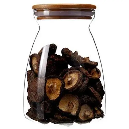 Glasbehälter Cupwind mit Dichtung und Holz/Bambusdeckel – Klare Glasbehälter für Tee, Kaffee, Gewürze (Z-970ml)