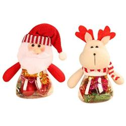 STOBOK Christmas Candy Jar Bottle Storage Desktop Caps Holder 3D Doll Container Kids Gift Home Food Xmas Decor Lovely Ornament, Elk Reindeer & Santa Style 2pcs