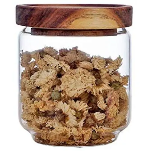 Glasbehälter, Glas Lebensmittel-Aufbewahrungsbehälter mit Dichtung und Holhlebe und Silikonring – Moderner, klarer Lebensmittelbehälter für Tee, Kaffee, Gewürze und mehr, viele Größen (90x190mm)