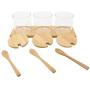 Set of 3 Glass Spice Jars Seasoning Canister Set Salt Sugar Spice Pepper Condiment Container Kitchen Seasonings Tools With Bamboo Spoons Bamboo Lids