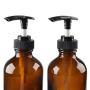 1Pack Empty Glass Brown Pump Bottles With Black Pumps Jars Pot Dispenser Container For Bathroom Shower Liquid Lotion Soap Cream Cosmetic Body Wash Foundations(250ml / 8.5oz)