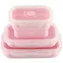 3 Pcs Silicone Food Storage Containers, Portable Folding Lunch Box Space Saving BPA Free Microwave Freezer Dishwasher Safe Leak Proof Perfect 3 Pcs Silicone Food Storage Containers, Portable Folding Lunch Box Space Saving BPA Free Microwave Freezer Dishwasher Safe Leak Proof Perfect