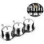 DUDDP Lager Spice-Set, Edelstahl Spice-Behälter, mit 3 Löffeln – Ideal für Restaurant/Küche etc. (3-teilig), Küchenzubehör