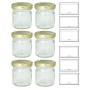 Clear 1.25 oz Thick Wall Glass Jar with Gold Metal Lined Lid (6 pack) Food Grade, Lead Free, Made in USA for Jams and Jellies, Honey, Wedding and Shower Gifts, Baby Foods, and more!