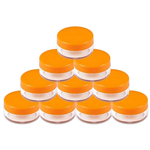 10Pieces 10G/10ML Round Clear Cream Jars Container with Orange Lids BPA free