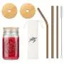 2er Pack Breiter Mund Mason Glasdeckel mit Strohhalsen, Umweltfreundliche Mason Jar Deckel, 3er Pack Edelstahl Strohhalse und 1er Pack Reinigungsbürste, Perfekte Alternative zu Plastikstrohhalzen und -deckeln