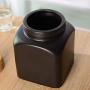 Kitchen Food Storage Jar Airtight Food Storage Jar, Creative Black Ceramic Storage Tank Sealed Jars, Kitchen Tools Storage Tank Ceramic Pot, Side Length 13.6Cm, Height 17Cm