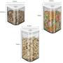Sealed Canister Plastic Storage Jar With Lids Food Storage Container Set for Candy Cookie Rice Sugar Flour Pasta Nuts 3Pcs