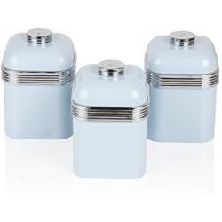 Swan SWKA1020BLN Set of 3 Retro Storage Canisters, Blue