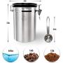Coffee Boss Coffee Canister, Large Stainless Steel Coffee Bean Storage Container (64floz), Ground Coffee Container Airtight Lid, CO2 Valve & Free Scoop, Best Storage for Fresh Coffee Beans - by Zulay