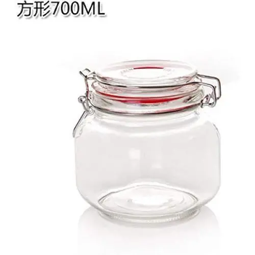 Ensemble de 4 Pots en Verre Transparent et Étanches HOMELUNY pour Cuisine, Récipients pour Céréales, Flacons pour Enzymes Alimentaires, Idéal pour Conserver les Bonbons, Biscuits, Riz, Sucre, Farine et Snacks – Maintient la Nourriture au Sec et Fraîche – 