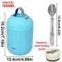 Insulated Lunch Containers, 34 Oz Stainless Steel Hot Food Container for Kids, Coffled Vacuum Seal Metal Lunch Food Containers, Food Warmer Bento Lunch Box with Spoon, Insulated Ice Bucket Food Jar