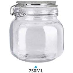 Toosell Glass Preserving Jar 25FL OZ Clear with Wide Mouth, Straight Body, Hinged Lid and Hermetic Rubber Seal, Kitchen Canisters for Serving Chocolate, Coffee, Flour, Candy and More