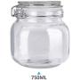 TRUSBER Glass Preserving Jar Clear New Stainless Steel Wire with Wide Mouth Straight Body Glass Lid and Hermetic Rubber Seal for Serving Chocolate, Coffee, Flour, Candy and More