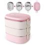 Thermos Food Jar Multi-storey Thermos 304 Stainless Food Flask,Leakproof Insulated Food Containers (Color : Pink, Size : 1750ML)