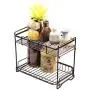 2-Stufen Stehschrank Gewürz Organizer Küchen Bad Schreibtisch Aufbewahrung Kosmetik Make-up Glaskaraffen Becherhalterbare, abnehmbare Regale (Schwarz)