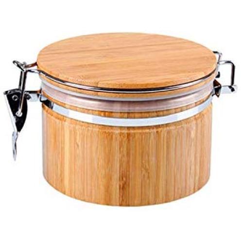 Grains Kitchen Food Tea Container Storage Jar Nuts Tank Round Lid Sealed Bamboo Cans,S
