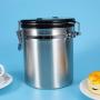 UPKOCH Stainless Steel Coffee Bean Canister Milk Powder Storage Tank Coffee Container with Vent and Black Lid (Size M)