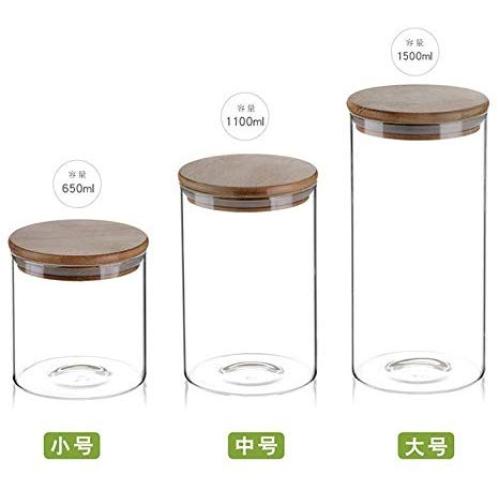 storage jar Grain container Food container Storage Box，Glass sealed storage tank, whole grains, tea, coffee beans, storage tank, 10cm × 15cm