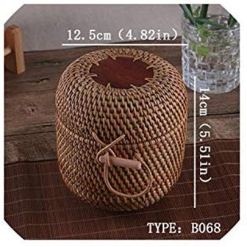 Rattan Weave Food Container Storage Box Handmade Organizer Kitchen Breathable Cans For Bulk Products Banks Jars Caps Jug Lock,B068Cm12X14Cm