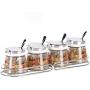 DYFYMX sugar bowl with lid Spice jar, seasoning rack holder with empty glass cruet jar, food storage container with lid, spice jar oil container for kitchen