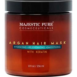 MAJESTIC PURE Argan Hair Mask with Keratin - Rejuvenating, Hydrating, Smoothing Deep Conditioner Keratin Hair Treatment - Paraben Free, 8 fl oz