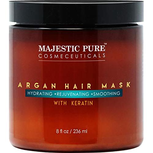 MAJESTIC PURE Argan Hair Mask with Keratin - Rejuvenating, Hydrating, Smoothing Deep Conditioner Keratin Hair Treatment - Paraben Free, 8 fl oz