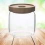 BESTONZON 2Pcs 500ml Clear candy jar spice condiment glass bottle tea storage canister transparent food storage tank with wooden lid (9x10.5cm)