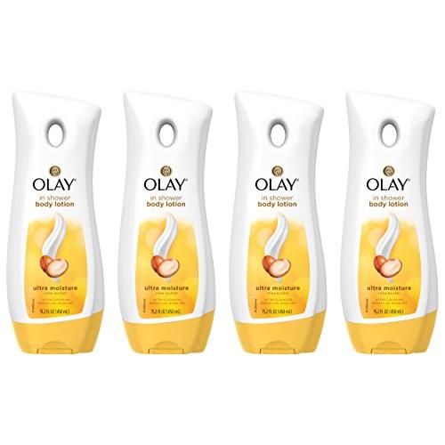Olay Ultra Moisture Shea Butter In-Shower Body Lotion, Improves Dry Skin Hydration in 5 Days, 15.2 Fl Oz (Pack of 4)