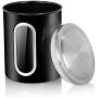 FC Airtight Window Kitchen Canister, Stainless Steel Canisters Sets with Fingerprint Resistance Lid, Set of 3 (Black)