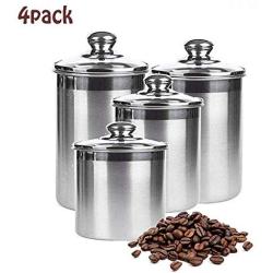 LEGOU Coffee Canister Airtight Container Stainless Steel Storage Jars,Tea and Coffee Storage Jars, Sealed Container for Coffee, Tea, Nuts and Powders Coffee Canister,4pack