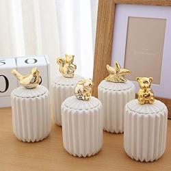 Ceramic Animal Storage Jars For Spices Candy Bear Rabbit Tank Container Jewelry Storage Box Coffee Can Bottle Kitchen Organizer,6